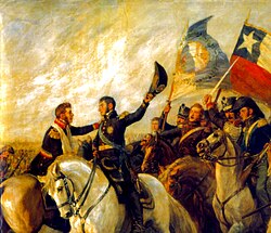 O'Higgins meets Jose San Martin at the Battle of Maipu 1818.