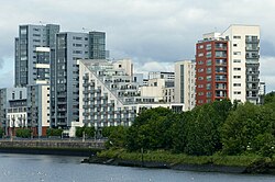 The regeneration of Glasgow Harbour has seen the construction of many high rise buildings
