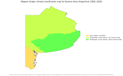 Köppen climate map of Buenos Aires