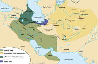 A map of Iranian dynasties in the mid 10th-century