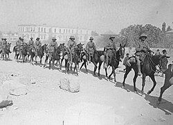 Gloucester Yeomanry march through Damascus on 2 October 1918