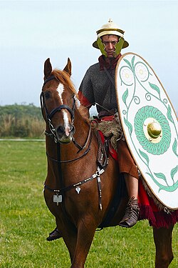 Reenactor as a Roman auxiliary cavalryman