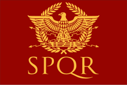 Unofficial banner of the Roman Empire featuring the Senatus Populusque Romanus, as well as the golden eagle.