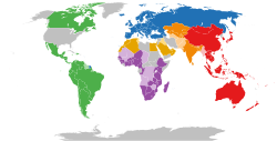 Countries with active bilateral Fulbright Student and Fulbright Scholar programs with the US (as of 2020[update]). Light shading indicates countries with just Fulbright Scholar programs.[26][27] (Mainland China and Hong Kong Fulbright programs were terminated by means of presidential executive order on July 13, 2020)[28] East Asia and the Pacific Europe and Eurasia Middle East and North Africa South and Central Asia Sub-Saharan Africa Western Hemisphere