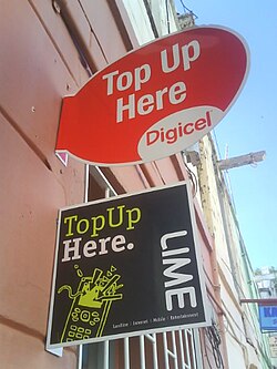Typical sign showing where top-ups can be made