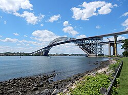 Bayonne Bridge with old roadway removed over the water