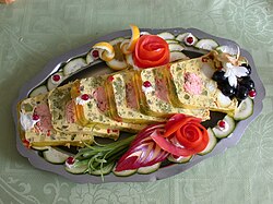 A French basil salmon terrine, with eye-appealing garnishes