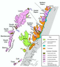 Geological map of the Hebridean terrane
