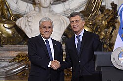 Presidents Sebastián Piñera (left) of Chile and Mauricio Macri (right) of Argentina were elected amid a resurgence of the centre-right in their respective nations in the 2010s.