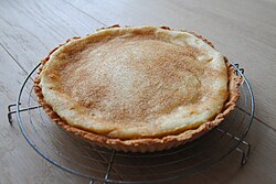 Milk tart, a traditional South African dessert made with a creamy custard filling