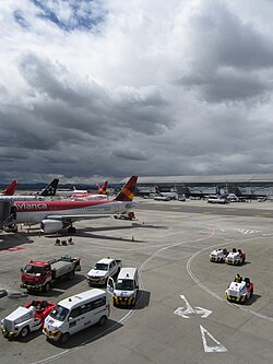 Vehicles on the apron
