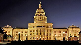 The Texas State Capitol at night