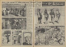 "Jews and Arabs in Grim Struggle for Holy Land", article from 1938