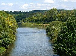 The Enz (foreground) empties into the Neckar.