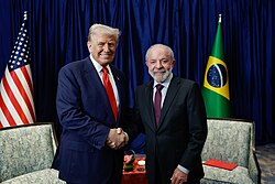 Lula and US President Donald Trump in Kuala Lumpur on 26 October 2025