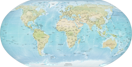 Map of the world as of 2021