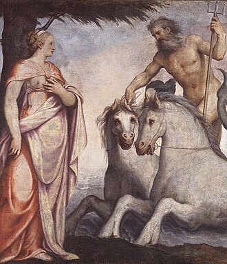 Lattanzio Gambara (c. 1530–Brescia 1574) - Poseidon-Neptune and Caenis