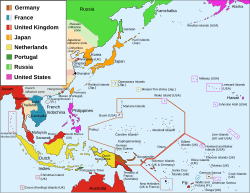 Colonies and spheres of influence in East Asia and Oceania, circa 1914