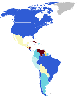 Map of V-Dem Electoral Democracy Index in the Americas for 2024:[needs update] 0.900–1.000 0.800–0.899 0.700–0.799 0.600–0.699 0.500–0.599 0.400–0.499 0.300–0.399 0.200–0.299 0.100–0.199 0.000–0.099 No data