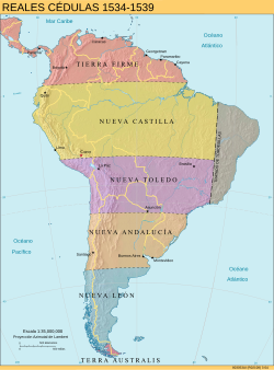 The adelantado grants of Charles V prior to the establishment of the Viceroyalty of Peru.