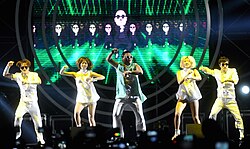 Psy performing "Gangnam Style" during Future Music Festival Asia 2013 at Sepang