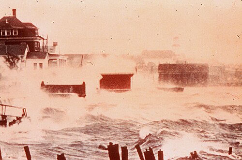 Storm surge from Hurricane Carol in 1954