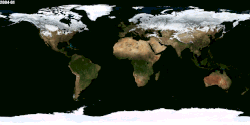 Animation of seasonal differences, notably the snow cover in the Northern Hemisphere