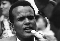 Belafonte speaking at the 1963 March on Washington for Jobs and Freedom