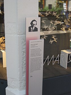Commemorative plaque for Anna Essinger in downtown Ulm