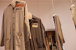 Garments worn by prisoners during the dictatorship, exhibited at the Museum of Memory