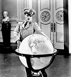 Chaplin satirised Adolf Hitler in The Great Dictator (1940).