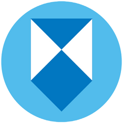 Blue and white shield in a cyan blue circle