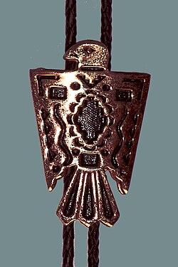 Bolo tie featuring Native American design