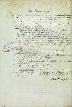 Declaration of the Baron of Caxias announcing the end of the Revolution Farroupilha, 1845. National Archives of Brazil
