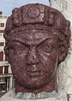The Carmagnola, an imperial porphyry head in Venice perhaps representing Justinian[47]