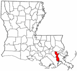 The location of Jefferson Parish, Louisiana
