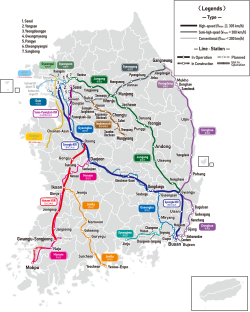 Map of Korean high-speed lines