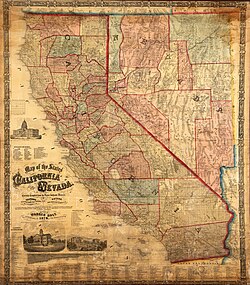 Map of the States of California and Nevada by SB Linton, 1876
