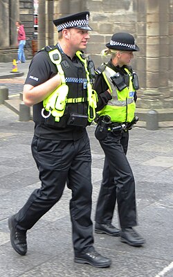 Police officers wearing uniform in Edinburgh