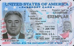 US passport card (front)