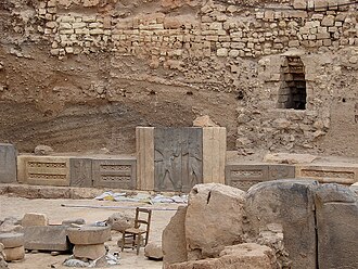 Relief image of King Taita (right side of the central panel), Hadad temple, Aleppo citadel