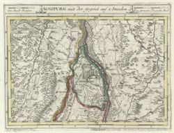 Early 18th century map of Augsburg and surrounding area