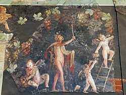 Fresco with Dionysian scenes from a Roman villa of Cologne, Germany (site of the ancient city Colonia Claudia Ara Agrippinensium), 3rd century AD, Romano-Germanic Museum