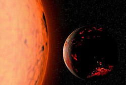 Red giant Sun and Earth.
