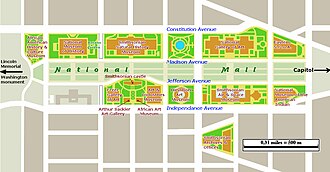 The Smithsonian Institution area around the National Mall.
