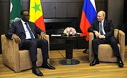 Senegalese President Macky Sall with Russian President Vladimir Putin in Sochi, Russia, 3 June 2022