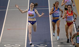 At the home 2019 European Indoor Championships in Glasgow, Muir (L) completed historic 1500 m/3000 m 'double-double'.