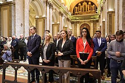 Argentines during a Catholic Mass. Christianity is the majority, historical, and cultural religion in Argentina.