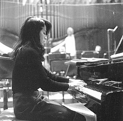 Argerich during a rehearsal with the orchestra for the final of the VII International Chopin Piano Competition, 1965