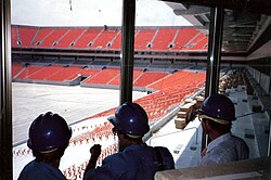 Joe Robbie Stadium during its construction in April 1987